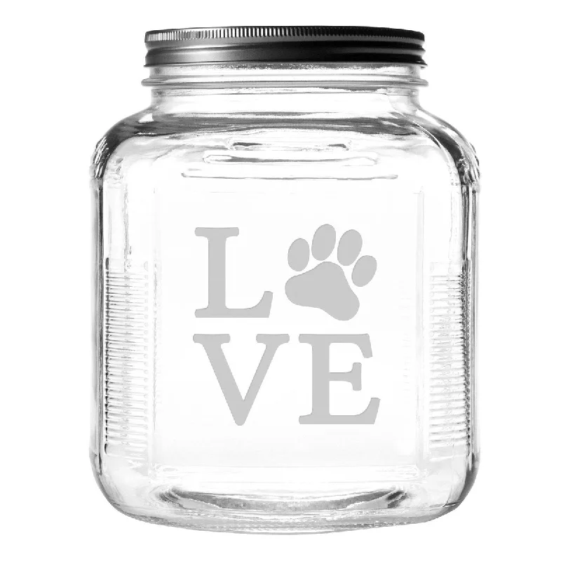 Love Paw Dog Treat Jar With Brushed Lid