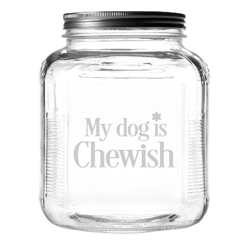 My Dog Is Chewish Dog Treat Jar With Brushed Lid