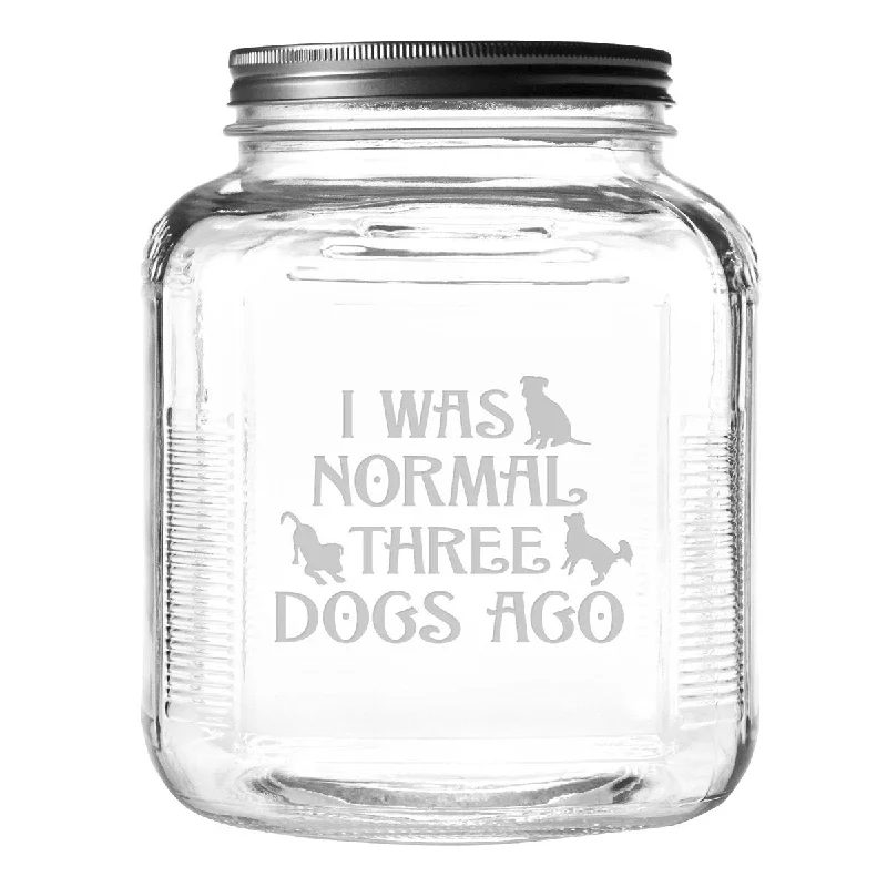 Normal Three Dogs Ago Dog Treat Jar With Brushed Lid