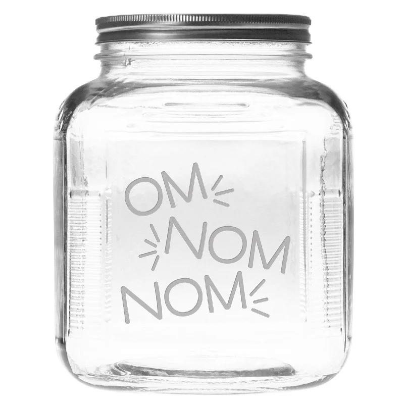 Om Nom Nom Dog Treat Jar With Brushed Lid