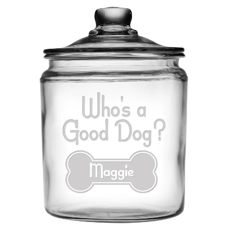 Personalized Good Dog Glass Dog Treat Jar