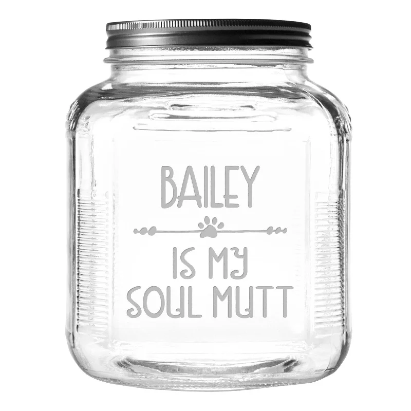 Personalized My Soul Mutt Dog Treat Jar With Brushed Lid