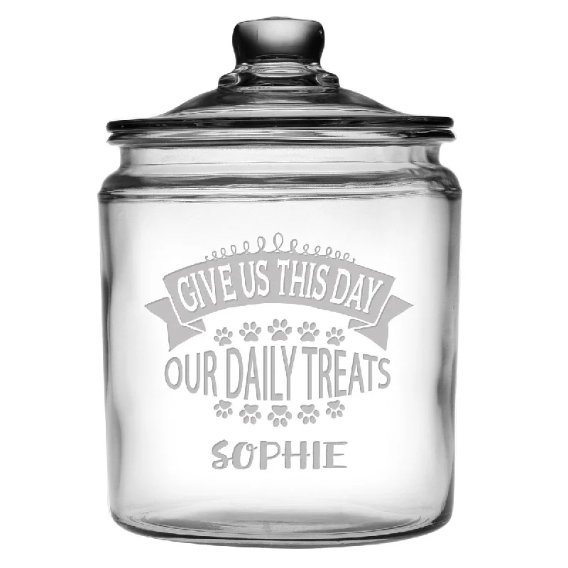 Personalized Our Daily Treats Glass Dog Treat Jar