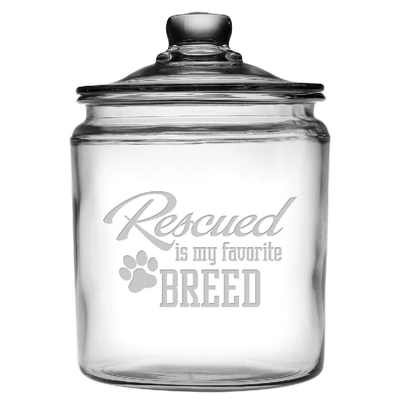 Rescued Is My Favorite Glass Dog Treat Jar