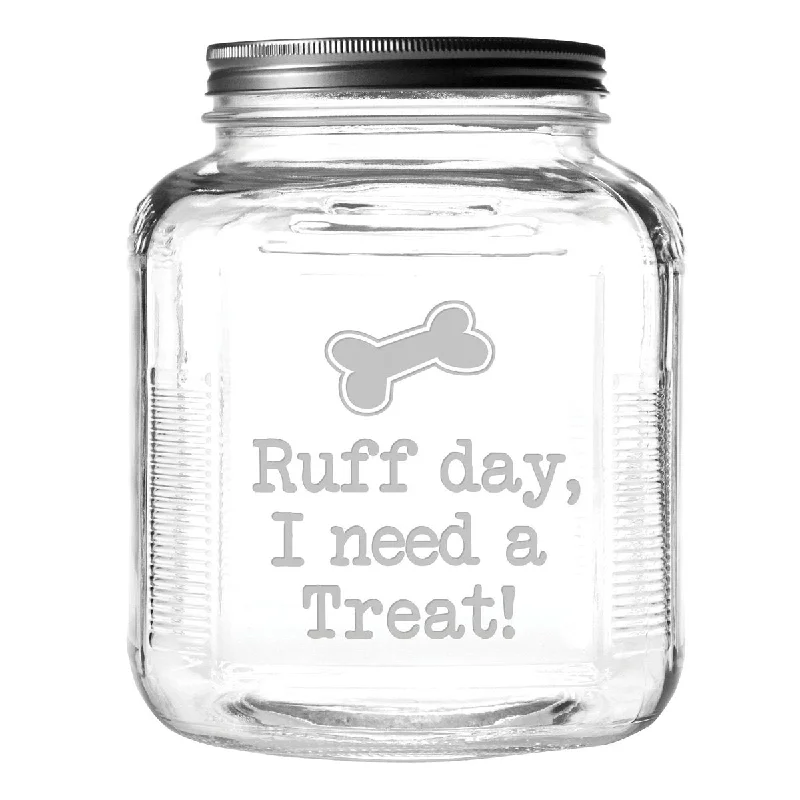 Ruff Day Dog Treat Jar With Brushed Lid