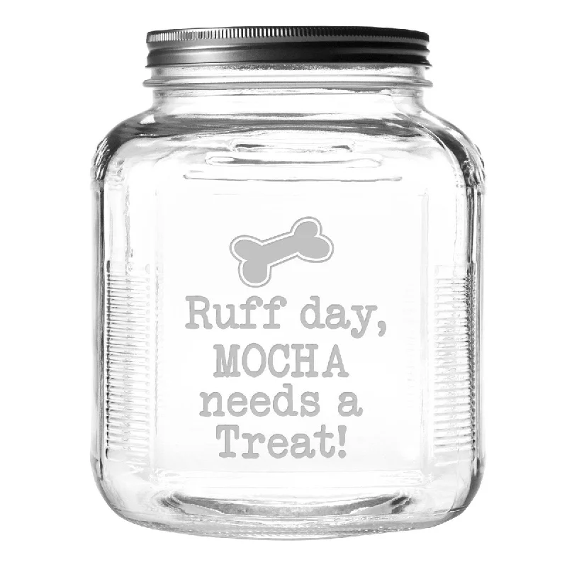 Personalized Ruff Day Dog Treat Jar With Brushed Lid