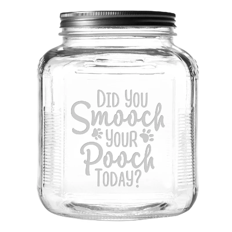 Smooch Your Pooch Dog Treat Jar With Brushed Lid