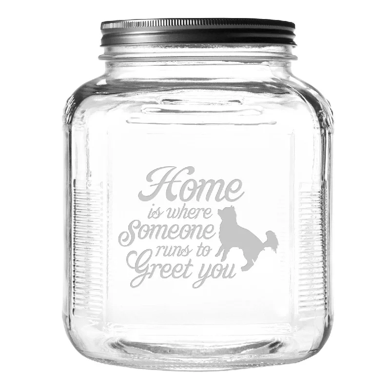 Someone Runs To Greet You Dog Treat Jar With Brushed Lid