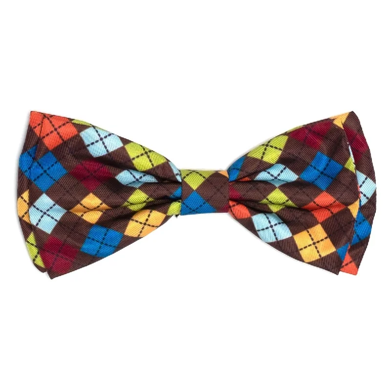 Autumn Argyle Dog Bow Tie