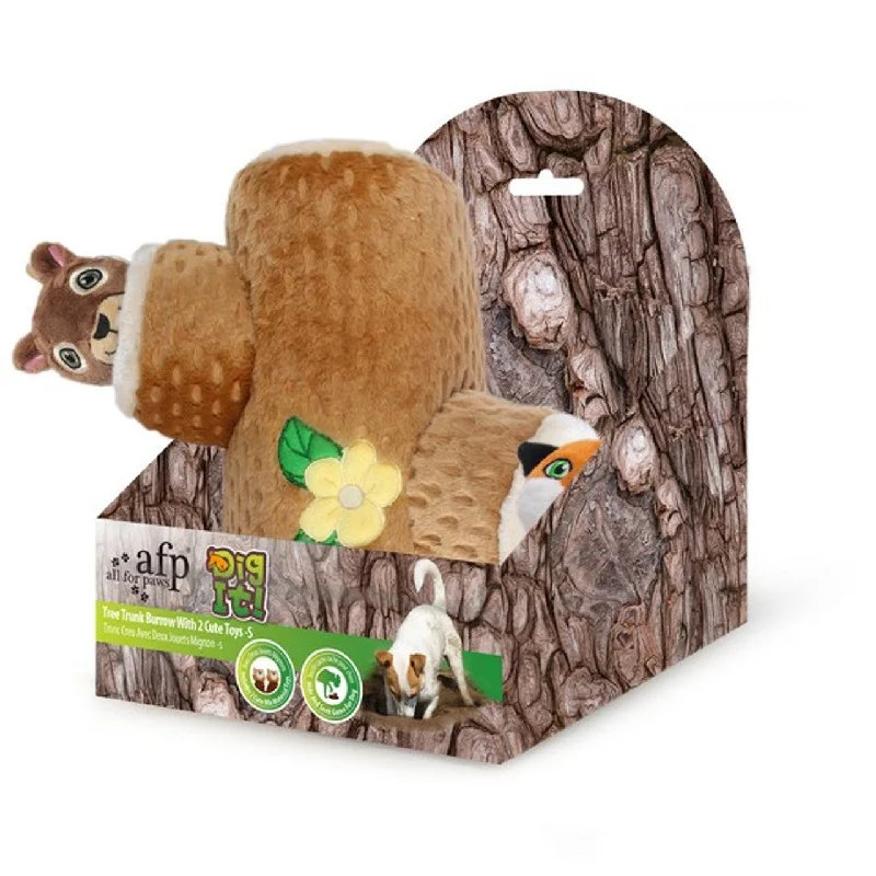 ALL FOR PAWS Dig it Tree Trunk Burrow with 2 Cute Toys