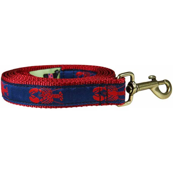 Belted Cow D Leash Blue w/Red Lobster 1"