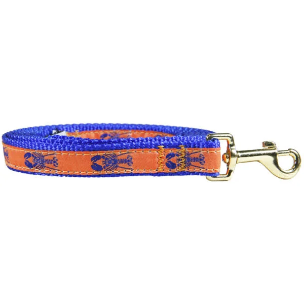 Belted Cow D Leash Melon w/Blue Lobster 5/8"