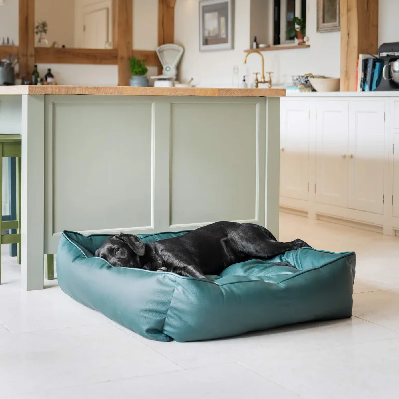 Box Bed in Rhino Tough Forest Faux Leather by Lords & Labradors