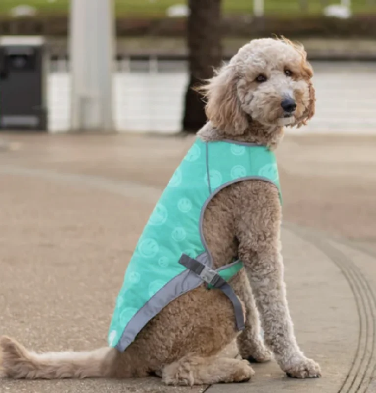 Canada Pooch Chill Seeker Cooling Vest Wet Reveal Green Smiley