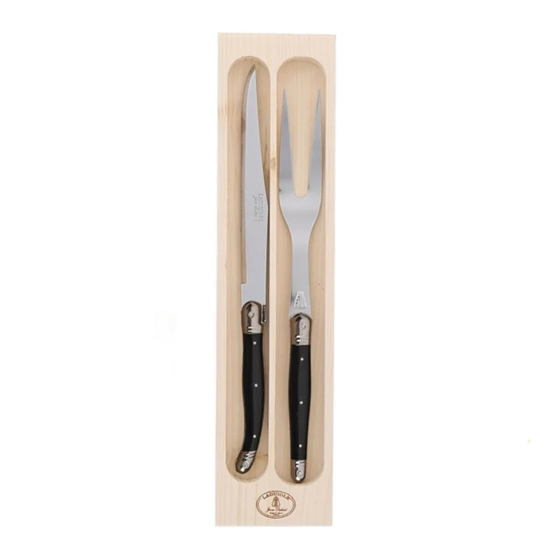 Jean Dubost Carving Set with Black Handles in a Box