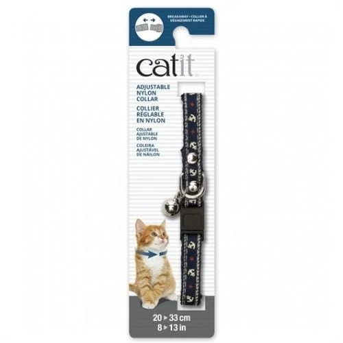 Catit Adjustable Breakaway Nylon Cat Collar Rivets Blue Nautical