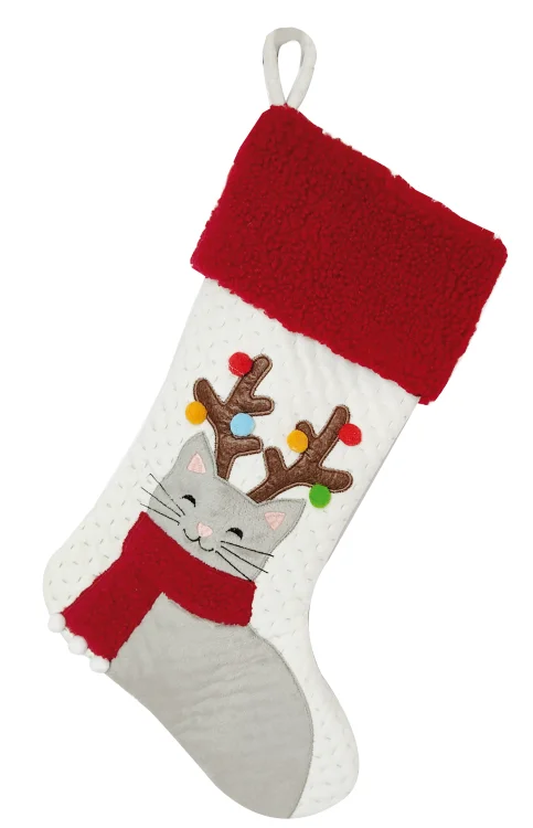 CHRISTMAS SOCK CAT 44 x 28 cm