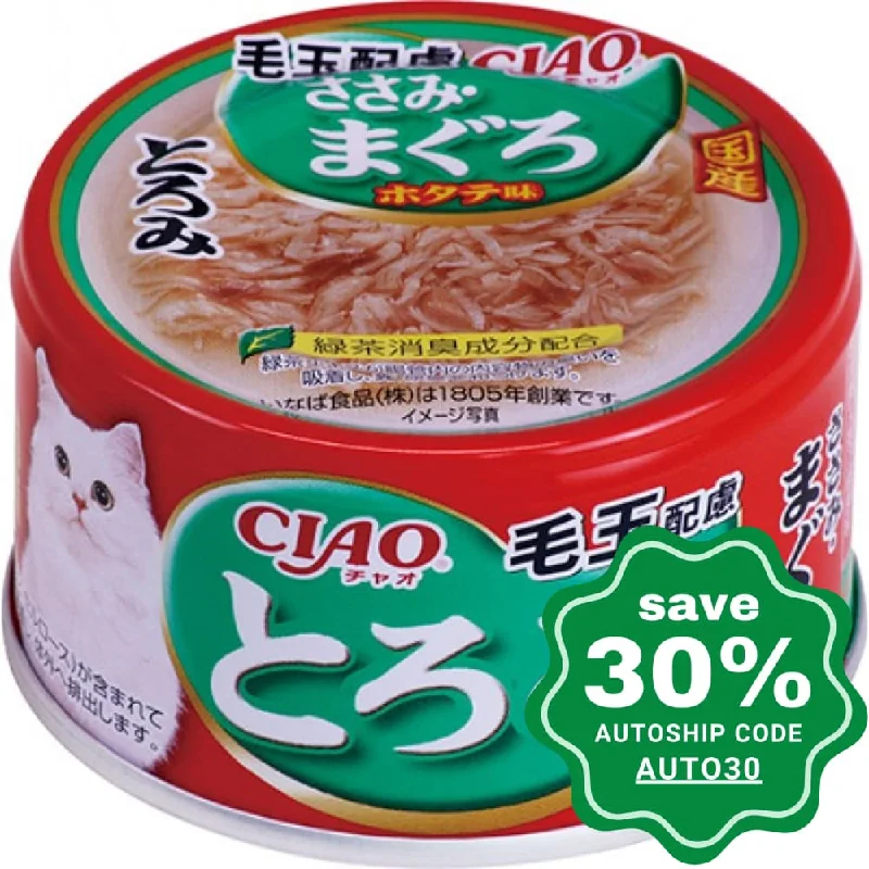 CIAO - Cat Canned Food - Hair Ball Formula - Thick Soup - Chicken Fillet and Tuna - 80G (min. 24 Cans)