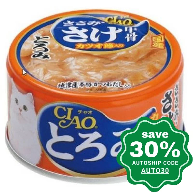 CIAO - Cat Canned Food - Chicken Fillet and Salmon with Bonito Flakes - 80G (min. 24 Cans)