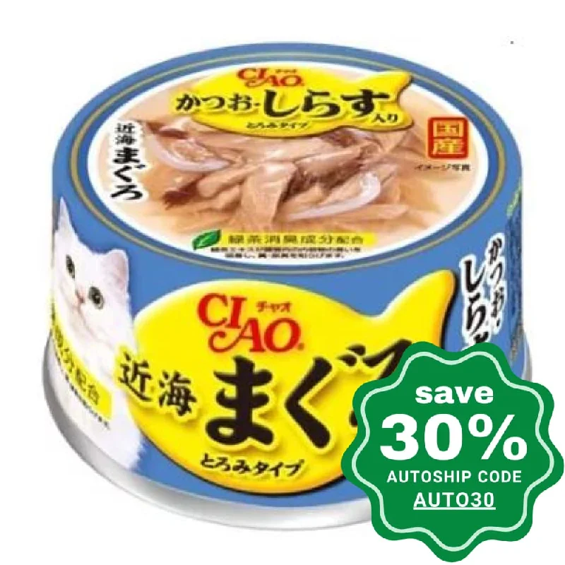 CIAO - Cat Canned Food - Tuna and Skipjack Tuna with Whitebait - 80G (24 Cans)