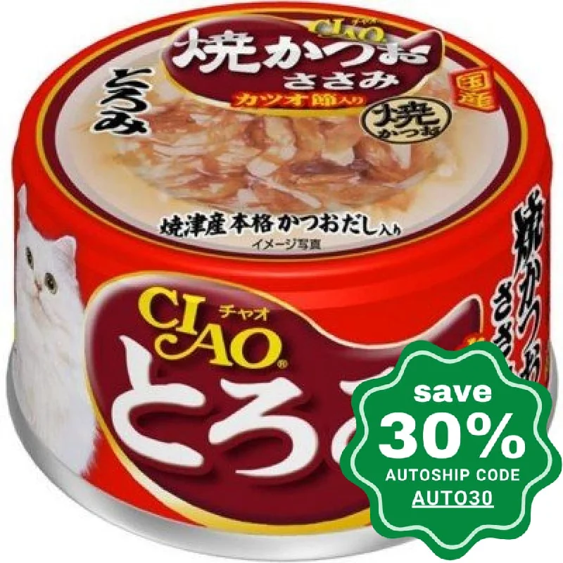 CIAO - Cat Canned Food - Thick Soup - Grilled Skipjack Tuna and Chicken Fillet with Bonito Flakes - 80G (24 Cans)