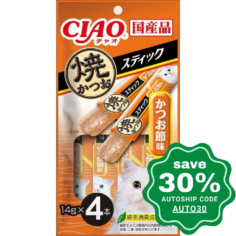 CIAO - Cat Treat - Grilled Skipjack Tuna Slice with Bonito - 4 X 14G (6 Packs)