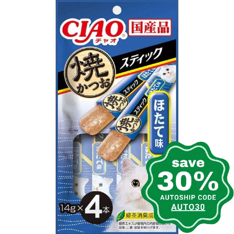 CIAO - Cat Treat - Grilled Skipjack Tuna Slice with Scallop - 4 X 14G (6 Packs)