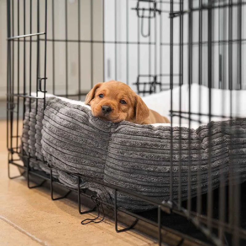 Cosy & Calming Puppy Crate Bed in Dark Grey Essentials Plush by Lords & Labradors