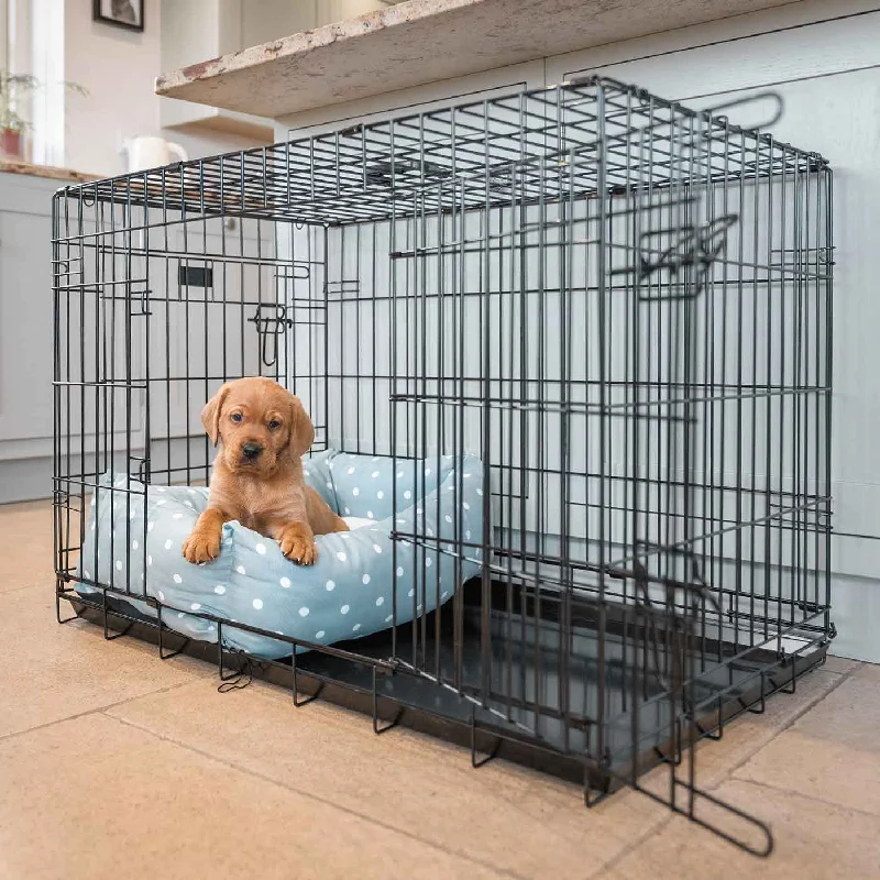 Cosy & Calming Puppy Crate Bed in Duck Egg Spot by Lords & Labradors