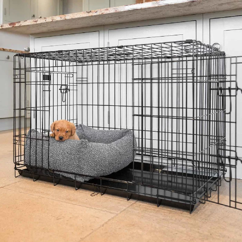 Cosy & Calming Puppy Crate Bed in Granite Bouclé by Lords & Labradors