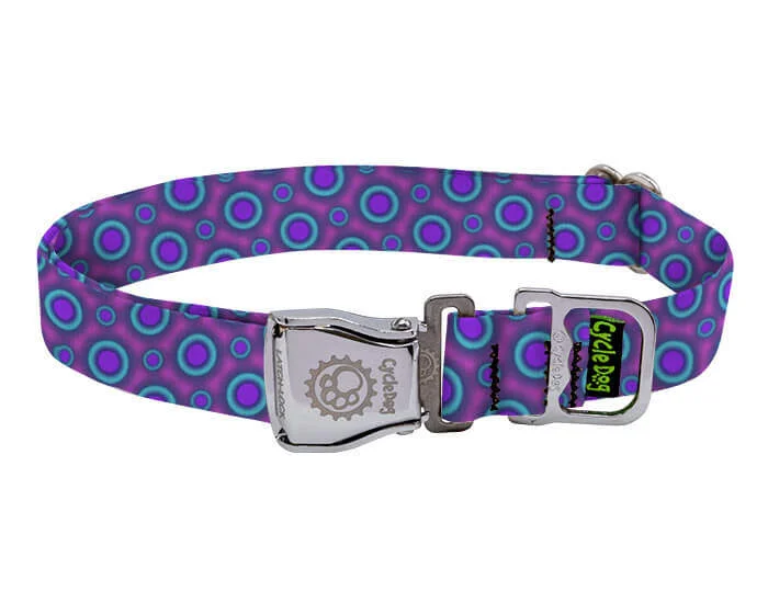 Cycle Dog Collar Metal-Purple Blue Dots