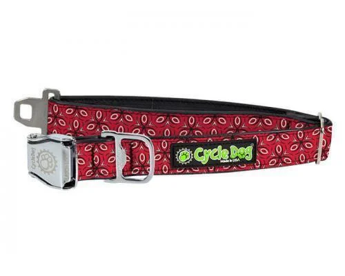 Cycle Dog Collar Metal-Red Tri