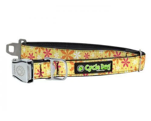 Cycle Dog Collar Metal- Yellow Retro