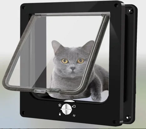 "DOOR 1014 --4 Way Locking Magnetic pets door(Updated )Cat head shape door white  SIZE:23.5.5*5.5*27cm-L"