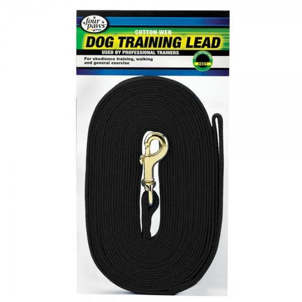 Four Paws D Lead Black Cotton Web 20 Ft