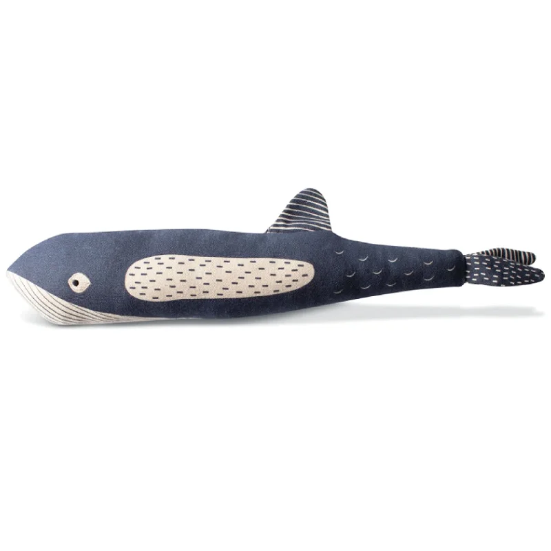 Fringe Canvas Squeaker Whale Dog Toy