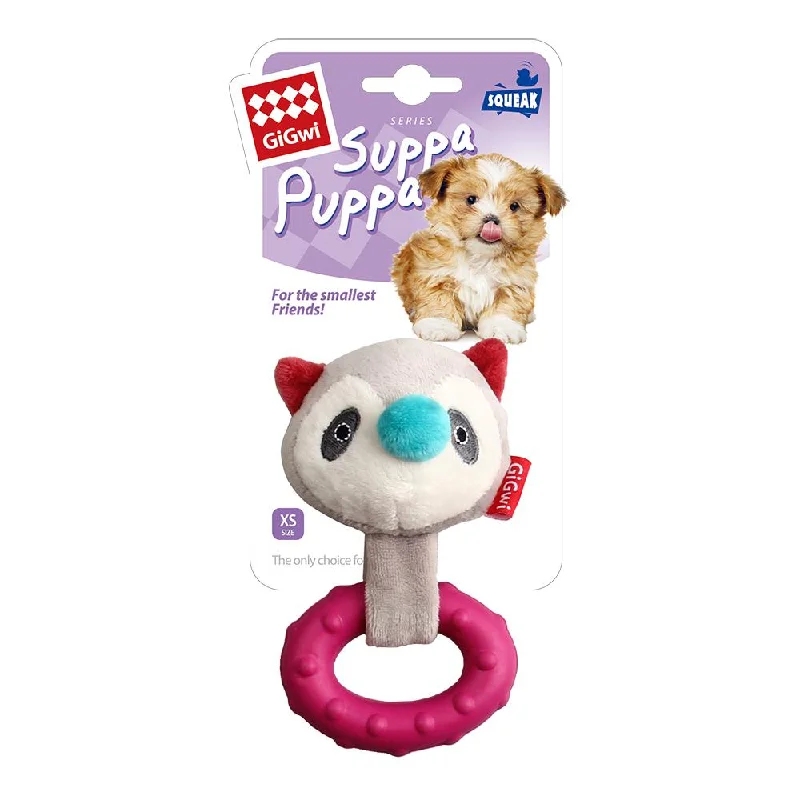 GiGwi Suppa Puppa Coon Cotton Plush Toy for Dog, Pink, Small