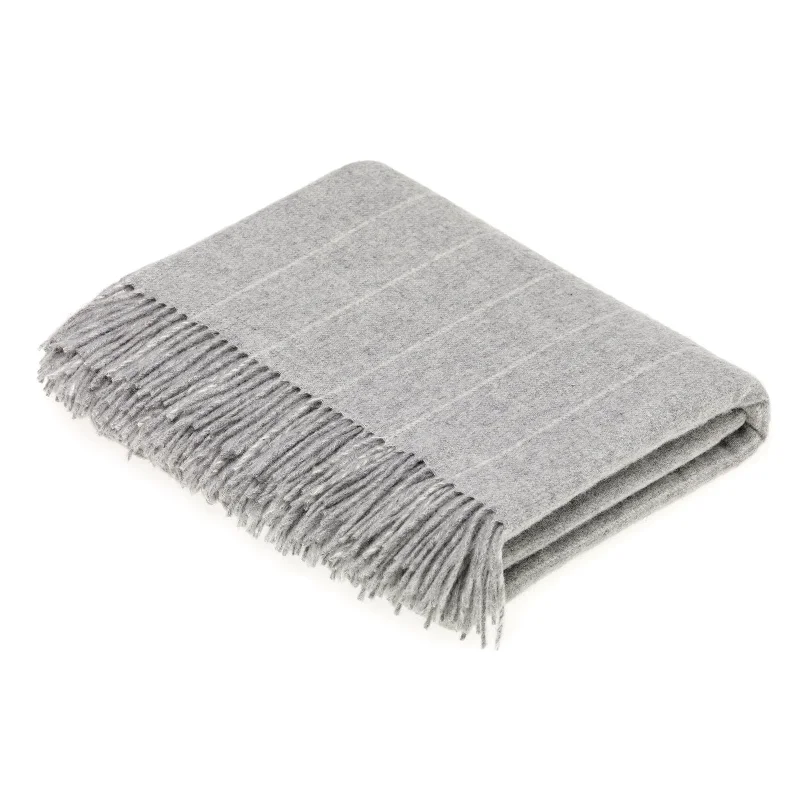 Grey Pinstripe Merino Lambswool Throw