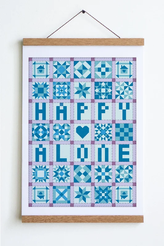 Happy Alone Patchwork Print