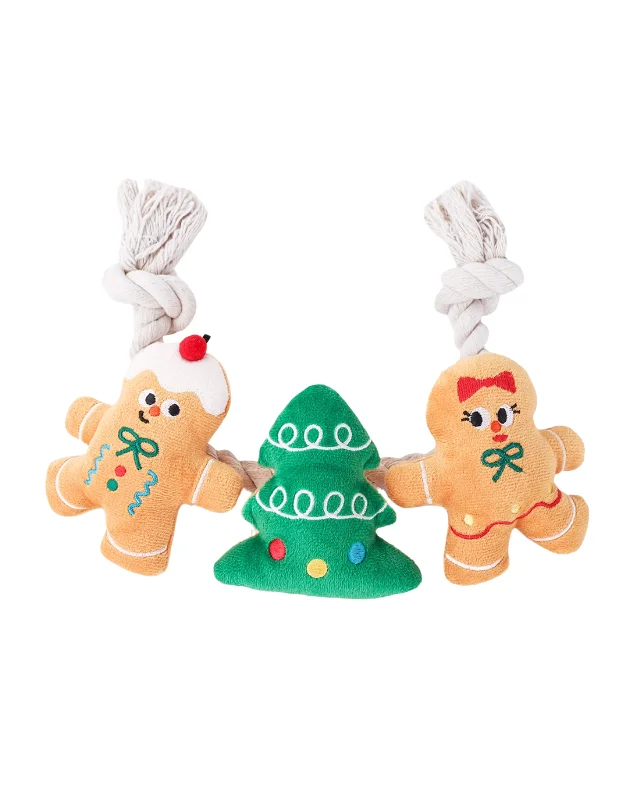 Happy Woofmas Holiday Gingerman Man Squeaky Dog Toy