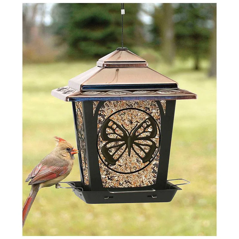 Hopper Style Wild Bird Feeder with Butterfly