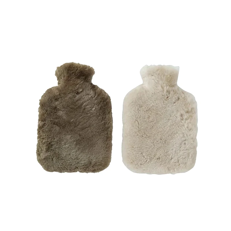 Hot Water Bottle with Sheep Fur Cover