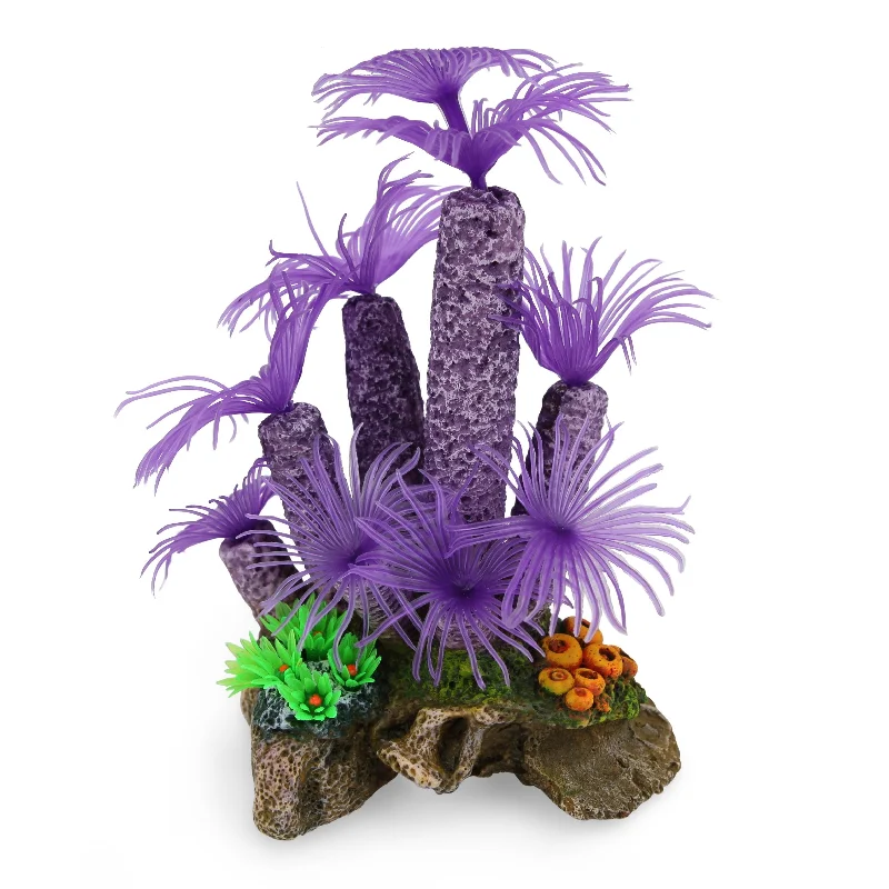 Kazoo Purple Tunicate Coral with Plants Medium Fish Tank Ornament