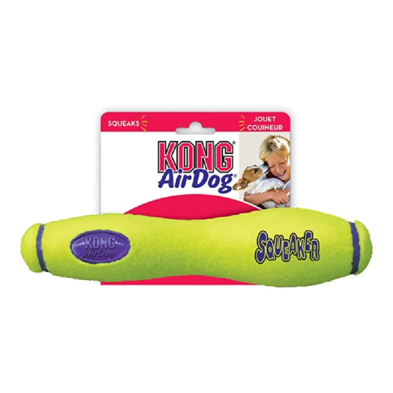 KONG AirDog Squeaker Stick Dog Toy, Yellow, Medium