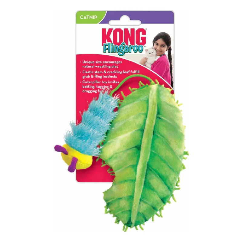 KONG Catnip Flingaroo CATerpillar Toy, Blue and Green