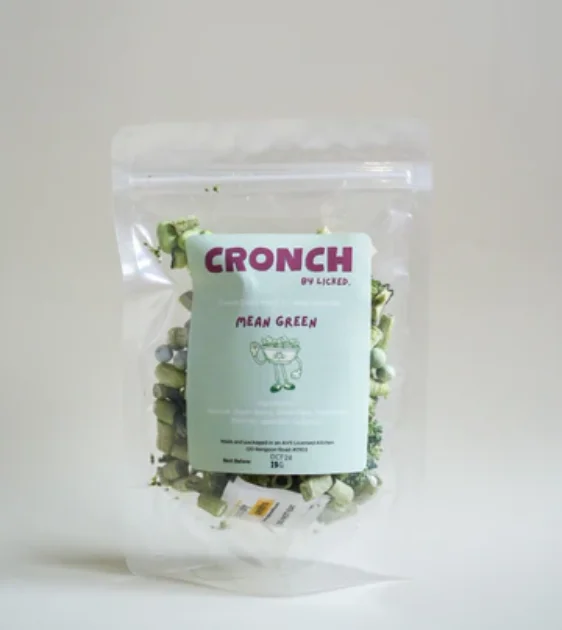 Licked CRONCH Freeze Dried Dog Treats (Mean Green)