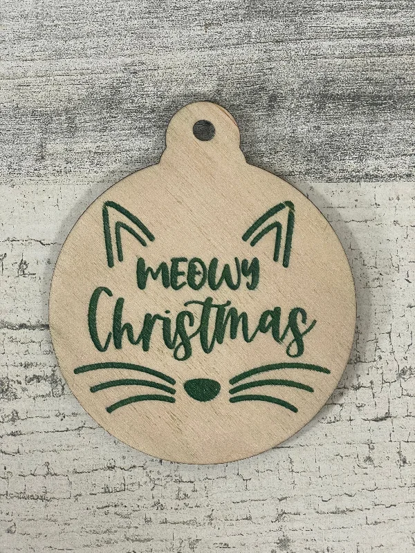 Meowy Christmas Wooden Ornament