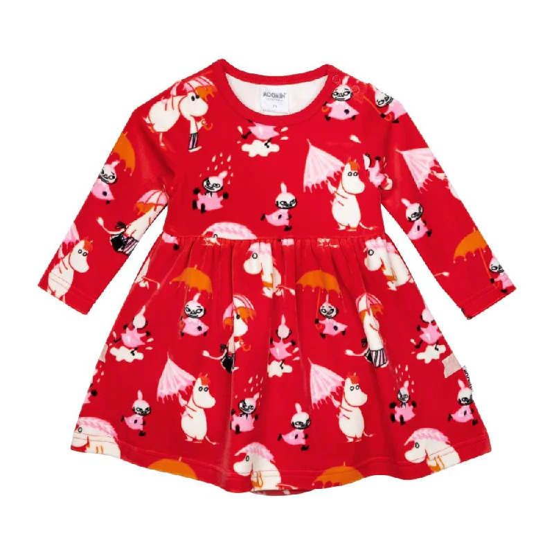 Moomin Rainy Day Bodysuit Dress Red - Martinex