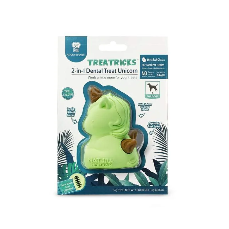 [38% OFF] Natura Nourish 2-in-1 Baby Unicorn Green Dog Toy with Chicken Treats