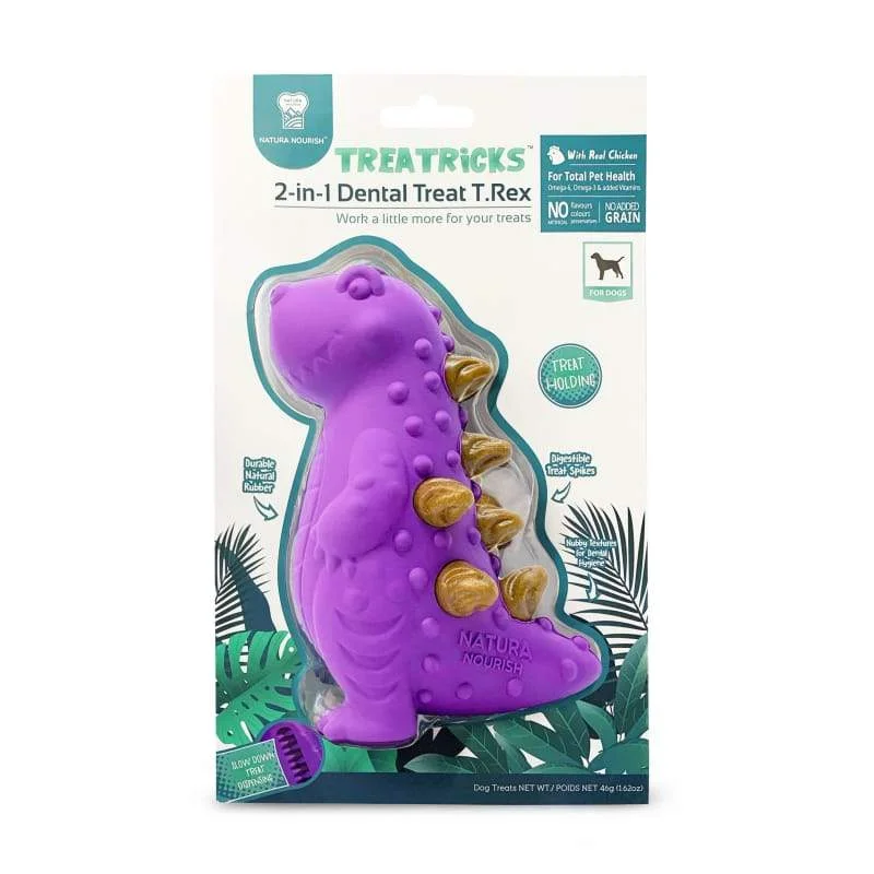 [36% OFF] Natura Nourish 2-in-1 T-Rex Dog Toy with Chicken Treats